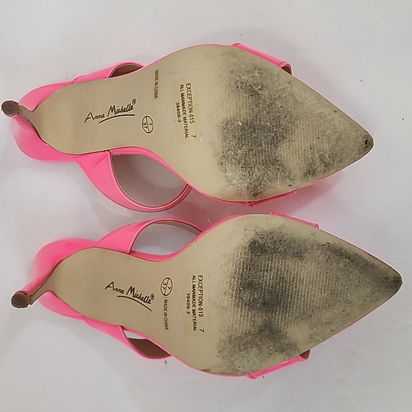 Anne Michelle Neon Pink Mule Heels, Size 7 - Picture 8 of 9